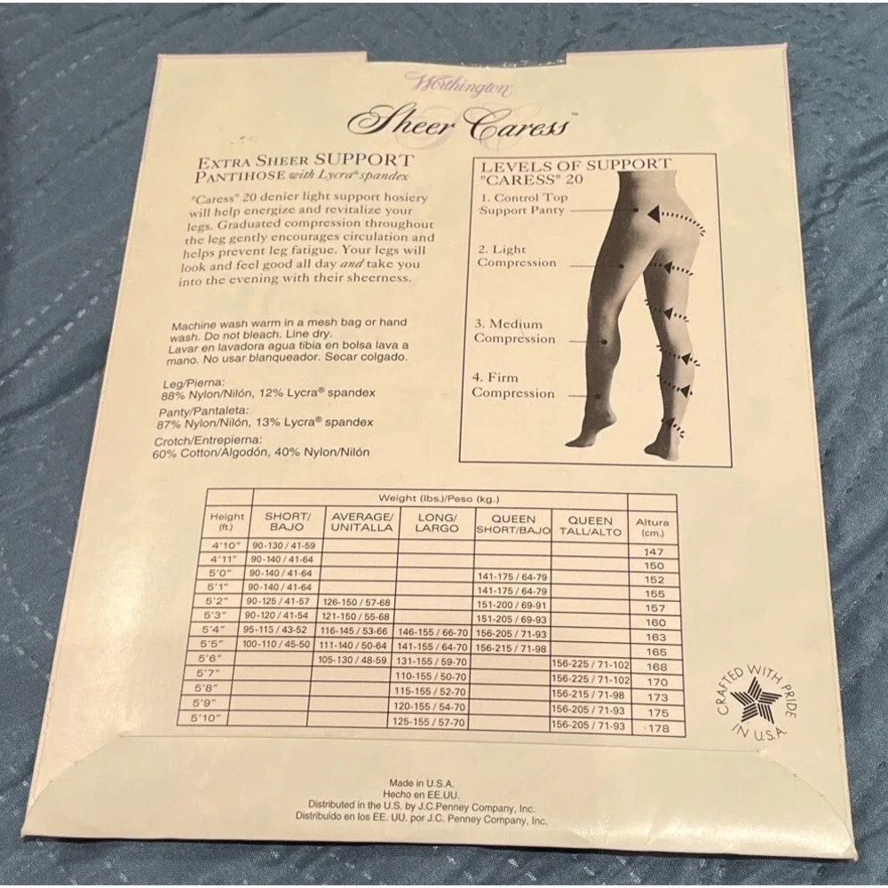 Worthington Womens Average Pantihose Bone Sheer‎ Caress 20 Denier Support NEW